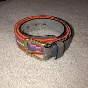 ARANDU Argentina Gray Leather Pillar Polo Belt 95
